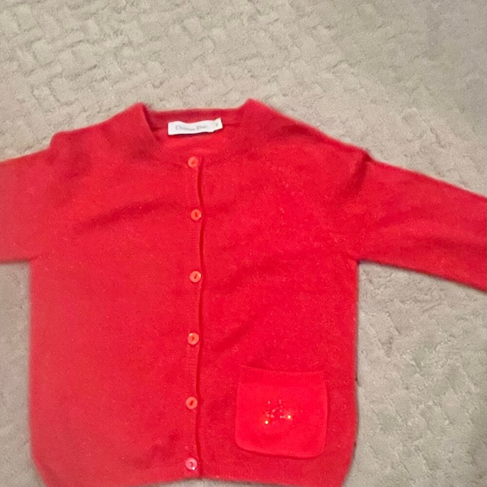 Designer Christian Dior Red Girls Cardigan